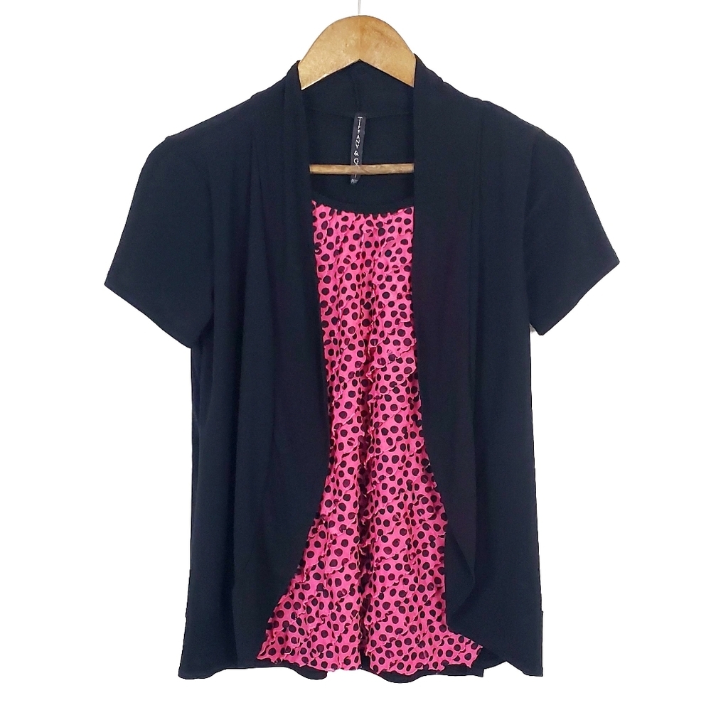 Tiffany & Grey Short Sleeve Polkadot Career‎ Top